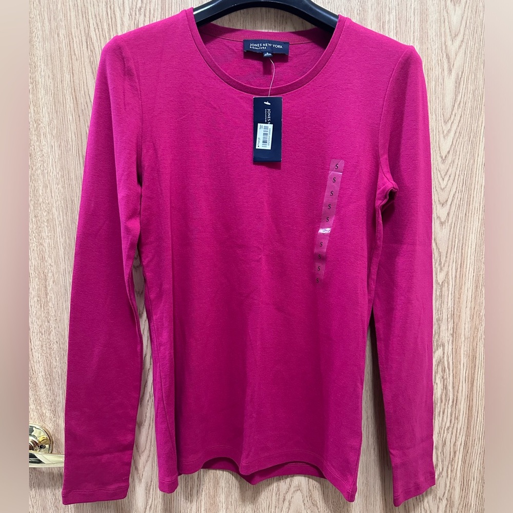 New Jones New York Boysenberry 100%Cotton Casual Long Sleeve Shirt Women’s S